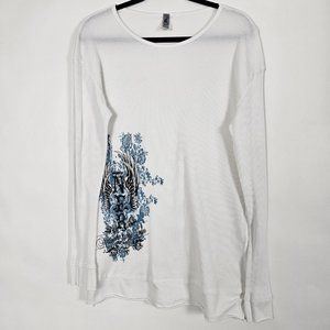 Prorodeo Gear Y2K Thermal Waffle Knit USA Womens 2XL White Long Sleeve Shirt